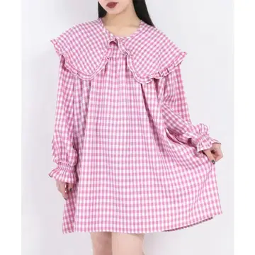WC/빅 칼라 깅엄 원피스