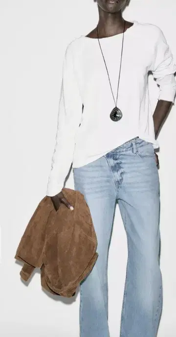 택 포함 ZARA 워시 가공 롱 슬리브 T셔츠