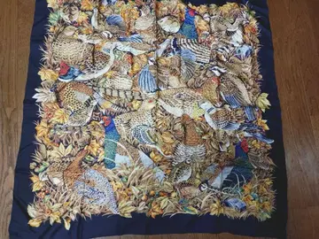 새 문양 실크 스카프 90cm x 90cm