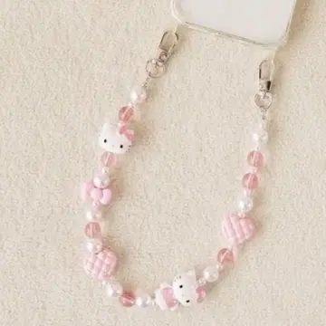 HELLO KITTY 퀼팅 모바일 스트랩 핑크