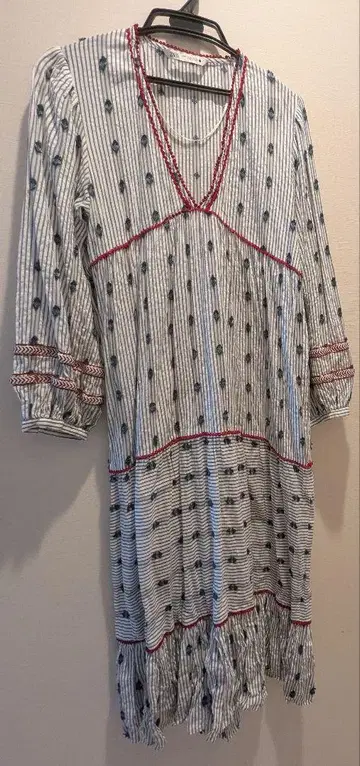 주말 가격 인하 ZARA 스트라이프 보헤미안 패턴 롱 원피스 라인 패널