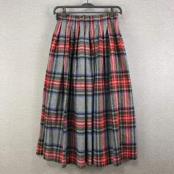O'NEIL of DUBLIN 울 블렌드 턱 체크 롱 스커트