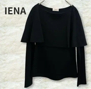 새상품급 IENA 블랙 긴팔 케이프 프릴 레이어 니트 블랙 숄더
