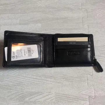 블랙 가죽 이단 접이식 지갑