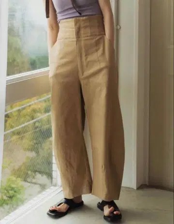 knuth Marf 베이지 하이웨스트 와이드 팬츠