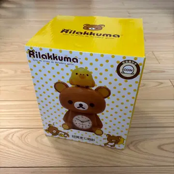 리락쿠마 피규어 락 키이로이토리 포함 저금통 시계