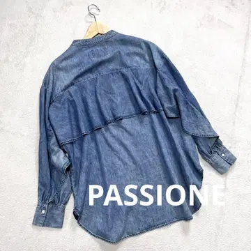 파시오네 PASSIONE 프릴 데님 셔츠 던가리 셔츠 겉옷