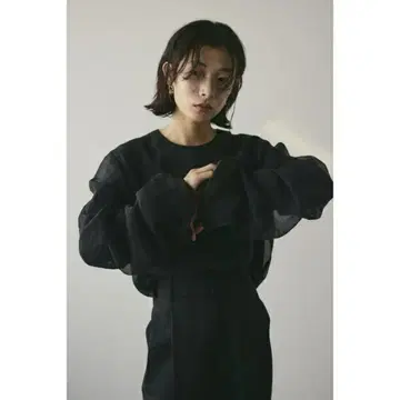 STYLEMIXER 레이어 개더 탑 블랙 M