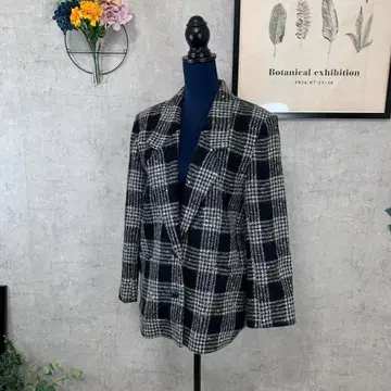 NACK48 여성용 테일러드 자켓 XL 블랙 체크 무늬