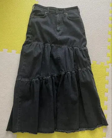 SOMETHING 블랙 플레어 스커트 티어드