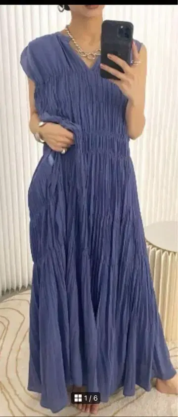 아메리 SHIRRING PLEATS NS DRESS