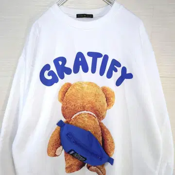 코지 파우치 포함 맨투맨 베어 곰 속기모 화이트