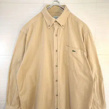 라코스테 90S 코듀로이 셔츠 문자 악어 자수 로고 긴팔 버튼 다운