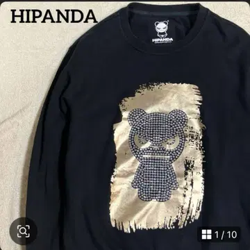 HIPANDA 하이팬더 맨투맨 트레이닝복 큐빅 블랙 골드