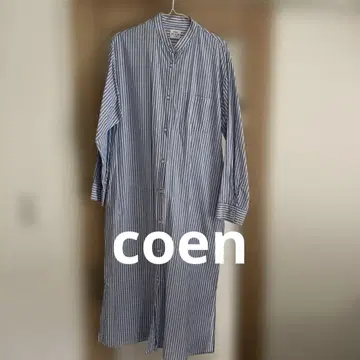 coen 스트라이프 긴팔 셔츠 원피스 L
