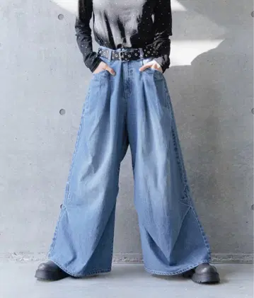 랜덤 턱 데님 팬츠 S