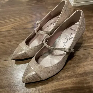[컨디션 최상] 긴자 카네마츠 스트랩 펌프스 핑크 베이지 22.5cm