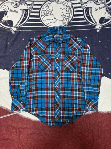 70s big smith 플란넬 셔츠 울 플란넬 웨스턴 체크