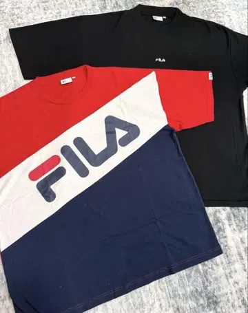FILA 로고 T셔츠 2장 세트 L 사이즈 블랙 자수