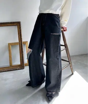 EPIMI E'PIMMY 데미지 와이드 데님 에피미 에피미