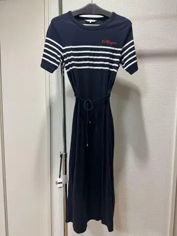 TOMMY HILFIGER 네이비 스트라이프 반팔 원피스 S