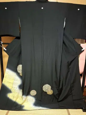 블랙 전통 예복 기모노 플라티나박