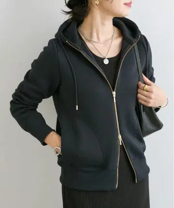 리브 드와 스펀지 종이상자 ZIP 후드티 티셔츠 네이비