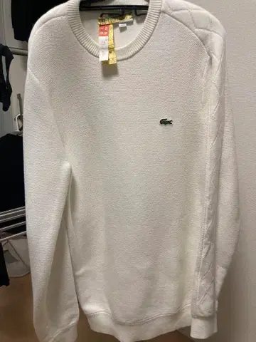 LACOSTE 화이트 크루넥 니트 US M
