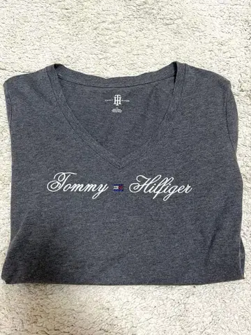 Tommy Hilfiger 그레이 V넥 긴팔 티셔츠