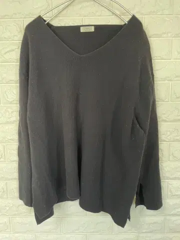 Ungrid V넥 리브 편 긴팔 니트 블랙 사이즈 4XL 새상품급