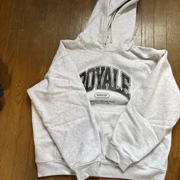 ROYAL 프린트 그레이 후드 부착 후드티
