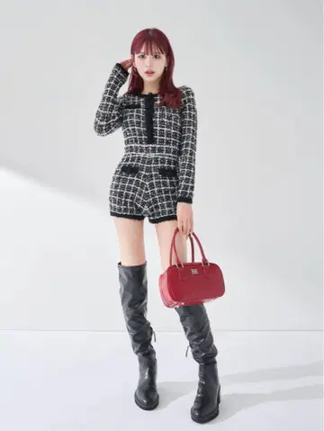 트위드 니트 콤비네존 BLK Darich 다리치