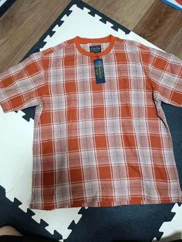PENDLETON 펜들턴 블록 체크 패턴 반팔 티셔츠 오렌지