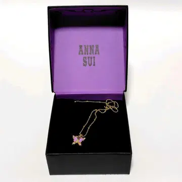 ANNA SUI 목걸이 파피용 퍼플 골드 체인