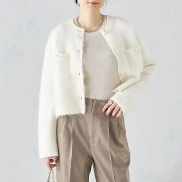 SHIPS 모헤어 혼방 헤어리 니트 자켓