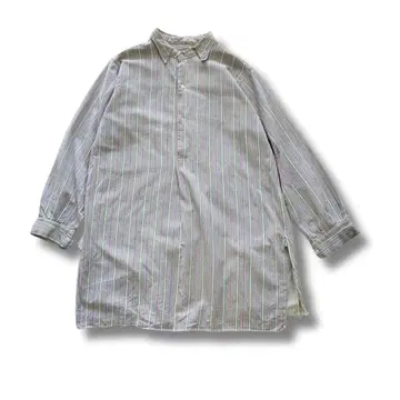 그랑파 셔츠 스트라이프 유리 버튼 20~30년대경 NA384