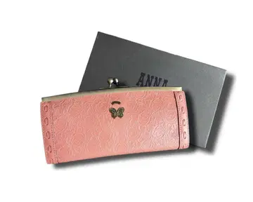 [ 미사용 ] ANNA SUI 장지갑 가마구치 엠보싱 장미