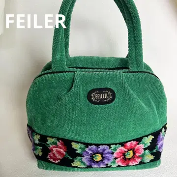 FELLER 그린 컬러 꽃무늬 자수 핸드백