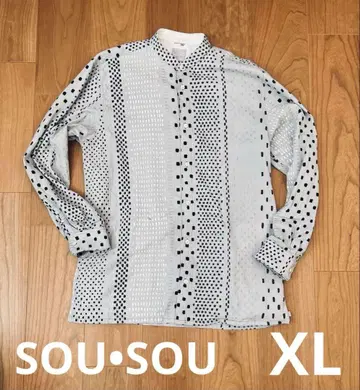 SOU SOU 타카시마 축 스탠드 카라 셔츠 아라레지마 XL