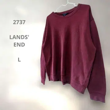 90s LANDS'END 버건디 크루넥 맨투맨 L 오버 사이즈