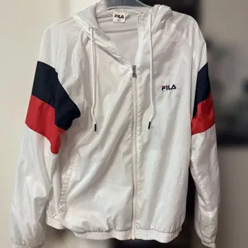 FILA 후드 부착 자켓 화이트/네이비/레드