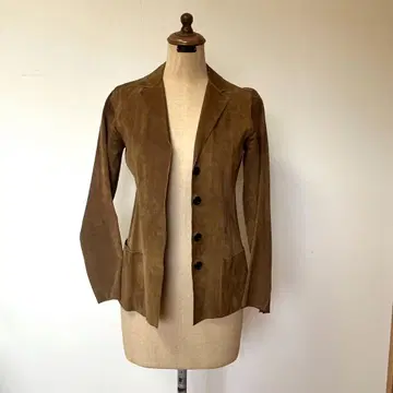 브라운 스웨이드 버튼 자켓