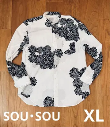 SOU SOU 타카시마 축 스탠드 카라 셔츠 구름 속 국화 XL