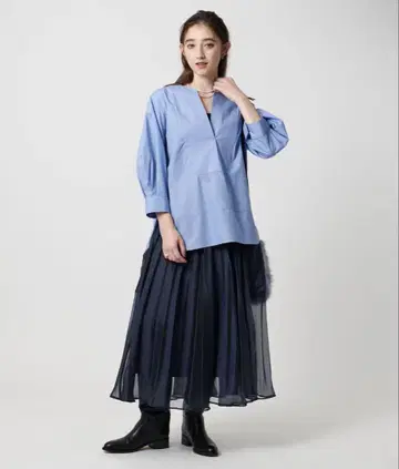 UNITED ARROWS 샴브레이 오간자 포켓 스커트