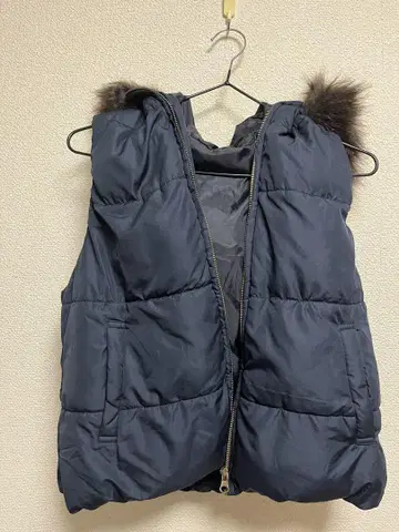 후드 부착 네이비 다운 베스트 M