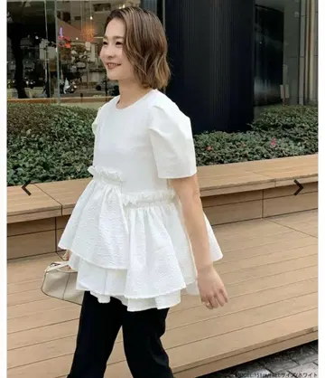 fitmore 아지메 페플럼 자카드 상의
