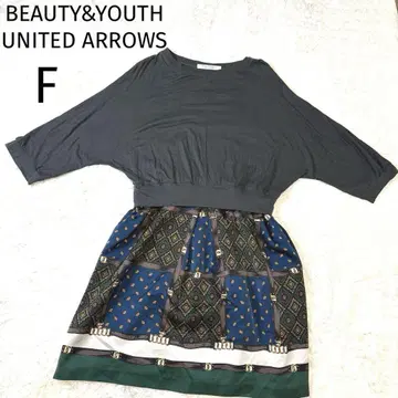 BEAUTY&YOUTH 유나이티드 애로우즈 도킹 원피스 스카프 패턴