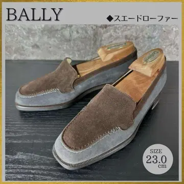 S436 미사용 BALLY 스웨이드 로퍼 브라운/다크 그레이 23cm