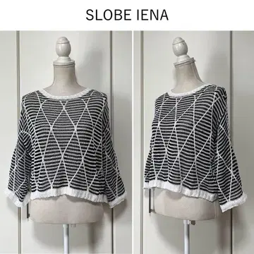 [일본제] SLOBE IENA 린넨 혼방 메쉬 편직 니트 7부 소매