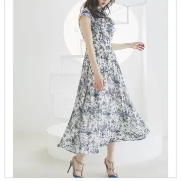 [ tocco closet ] 프릴 플라워 프린트 셔츠 플리츠 원피스